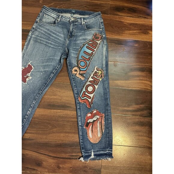 Jag High Rise Women’s Cropped Custom Rolling Stone Jeans Raw Hem,distressed Sz8 - Picture 3 of 11
